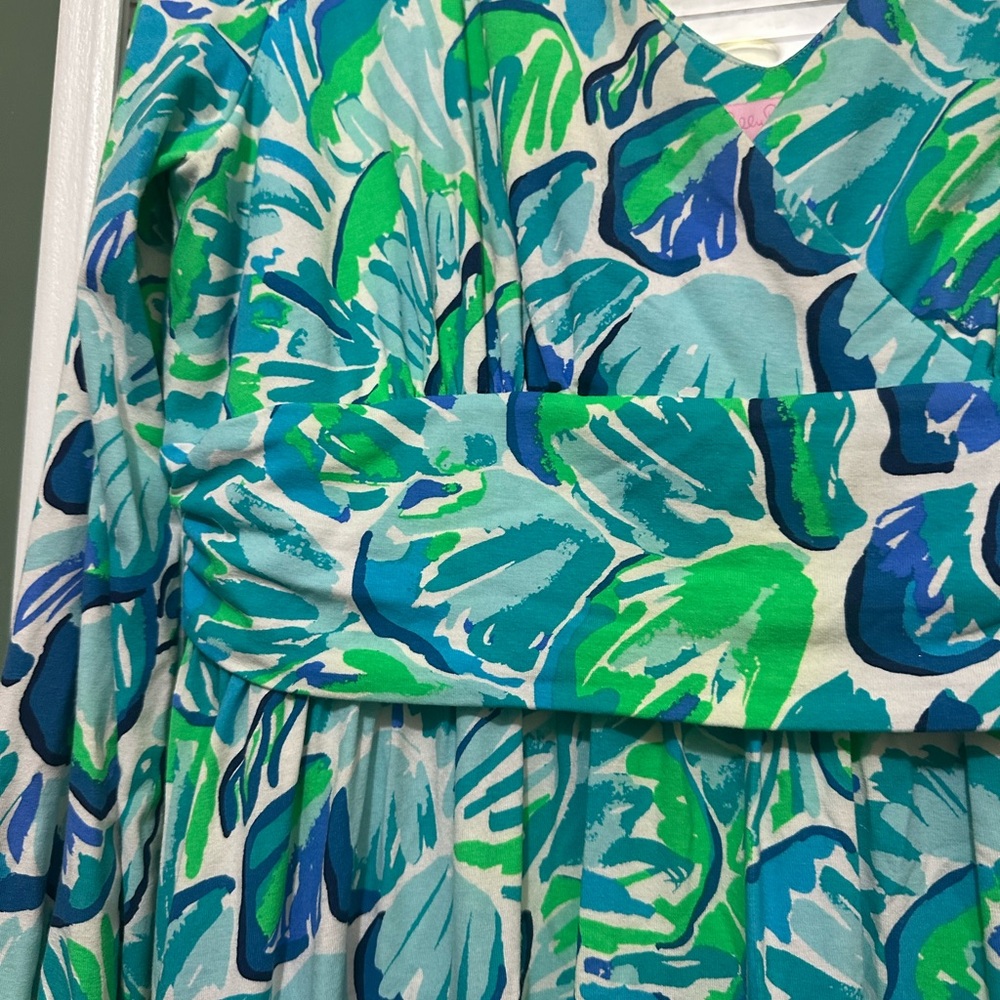 Lilly Pulitzer Fleur Agate Green Lazy River Rayon Spandex Jersey Dress XL - Picture 5 of 10